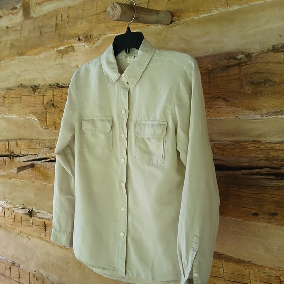 Saint Troez West Buff Linen Cotton Button Down Shirt Size Medium - Picture 3 of 7